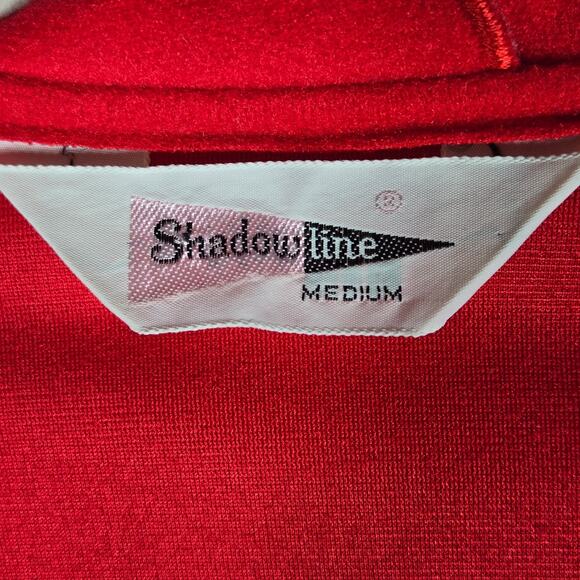 Vintage 70s Red Embroidered Collar Robe Lounge Dress Nightgown Shadowline USA M - Picture 6 of 13